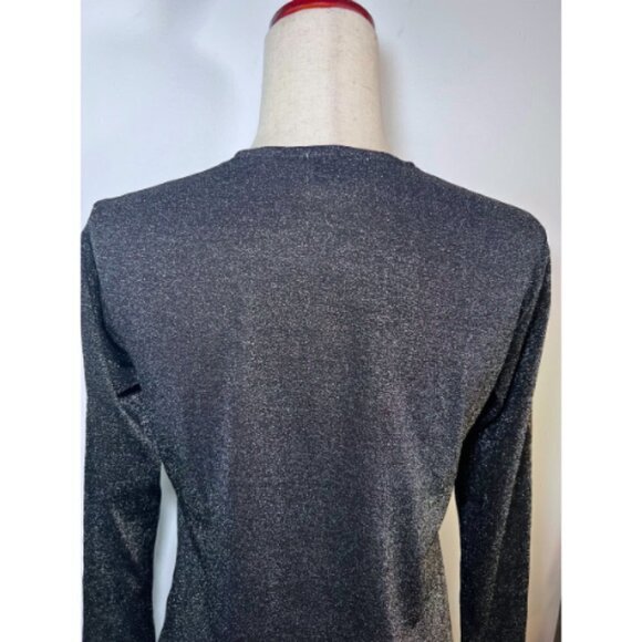 HEARTLOOM Dark Grey Sonora Shimmer Glitter Twist Front Long Sleeve Top Size M - Picture 8 of 10